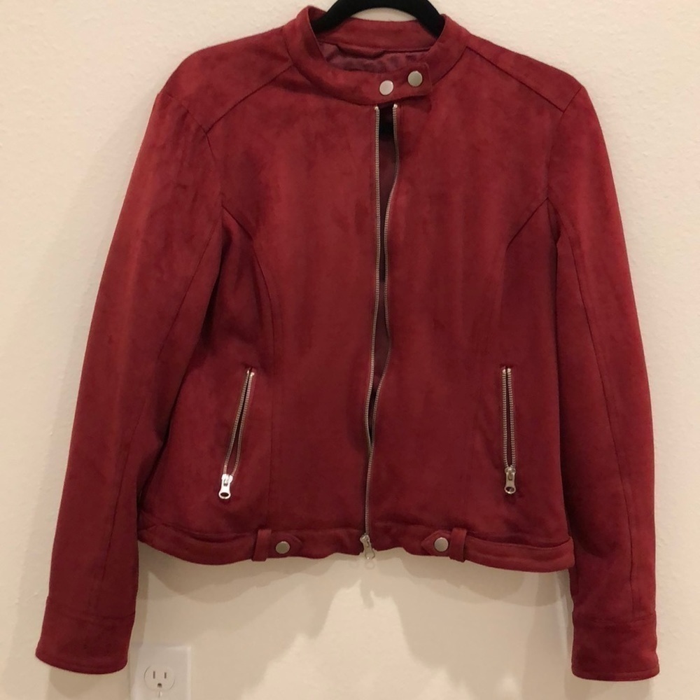 Baccini Maroon/Burgundy moto suede jacket medium